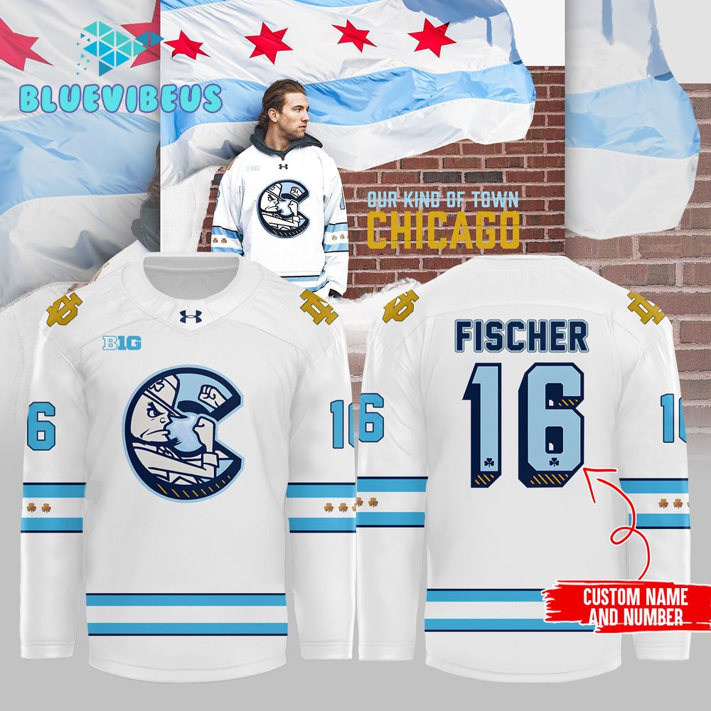 Chicago Cubs x Notre Dame Personalized Hockey Jersey