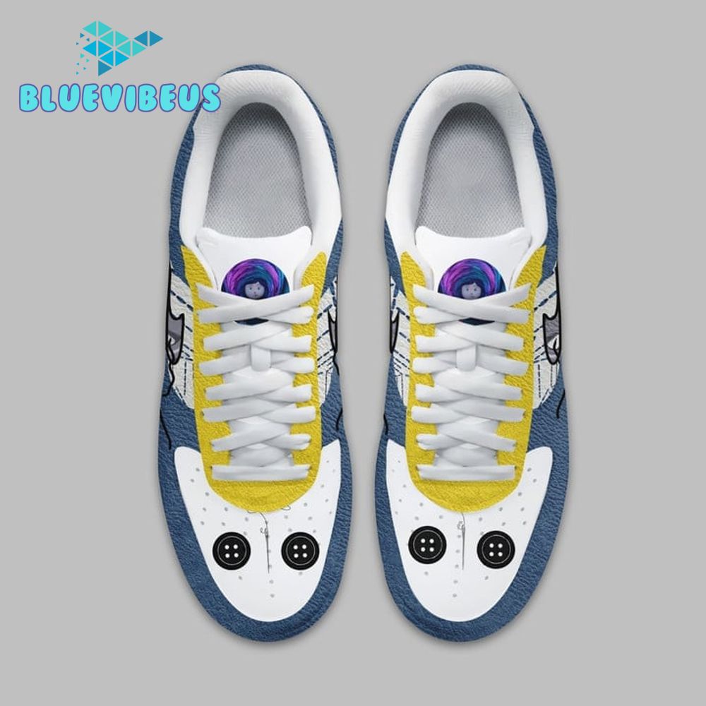 Coraline Custom Edition Nike Blue Air Force 1 Sneakers