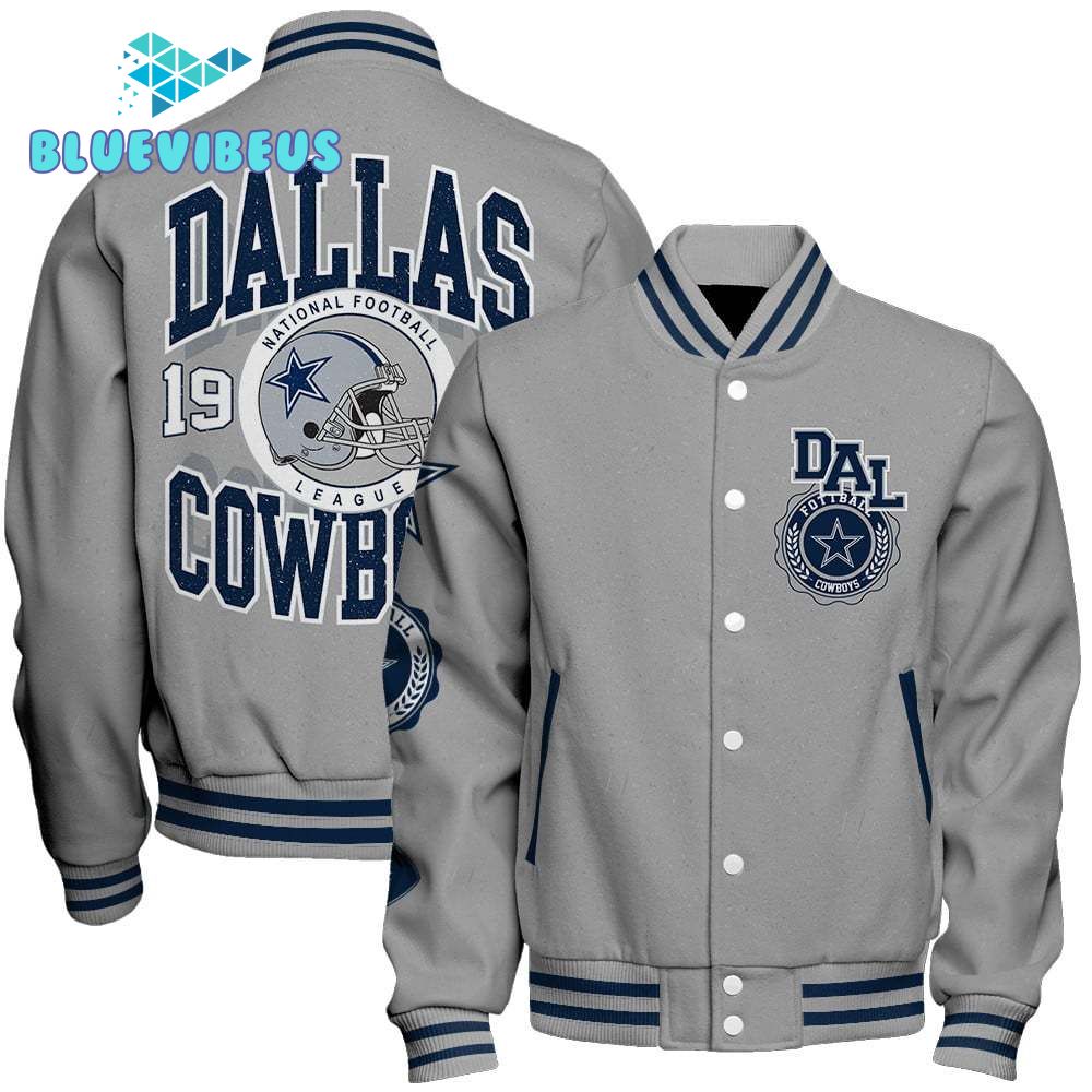 Dallas Cowboys NFL 2025 Feel The Power Gray Baseball Jacket