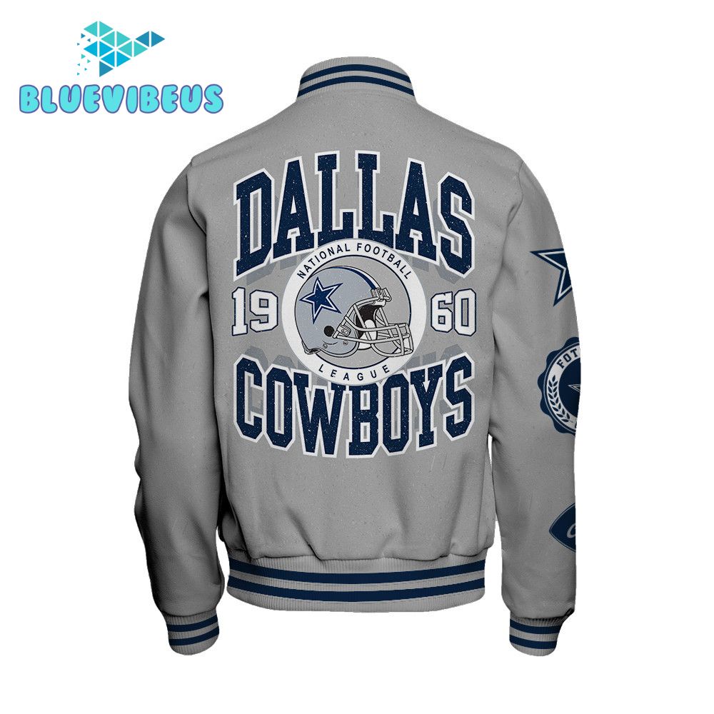 Dallas Cowboys NFL 2025 Feel The Power Gray Baseball Jacket