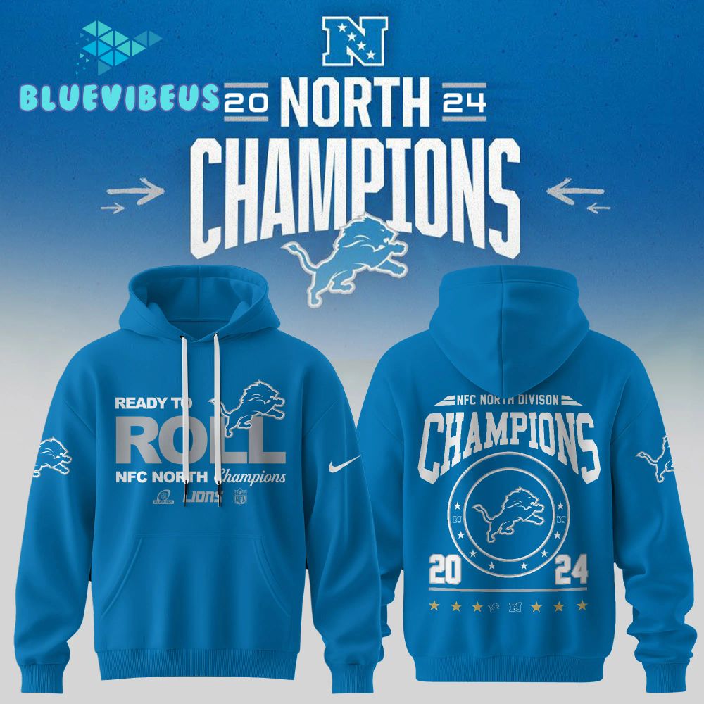 Detroit Lions 2024 NFC North Champions Nike Blue Hoodie