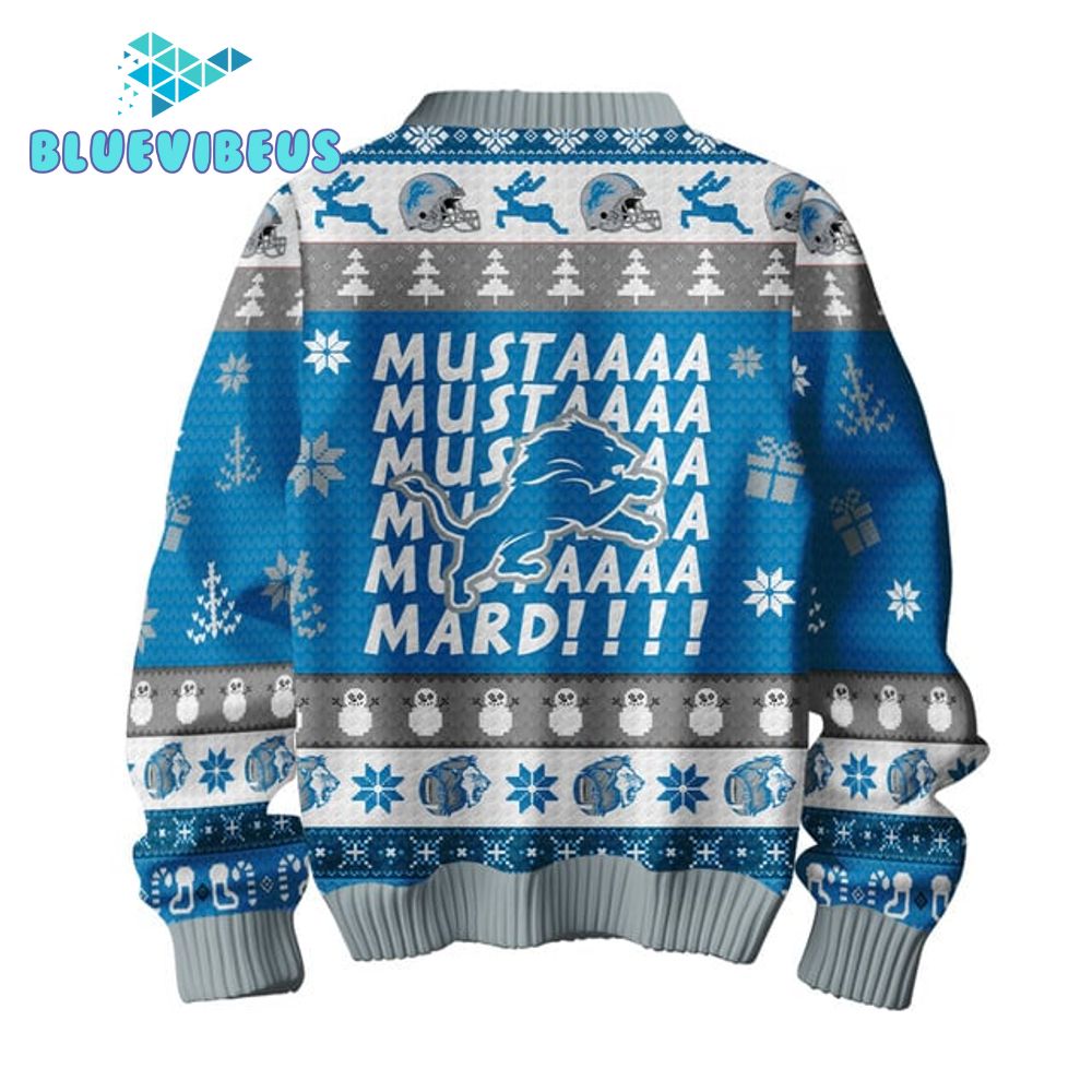 Detroit Lions x Lamar Mustard Light Blue Christmas Sweater