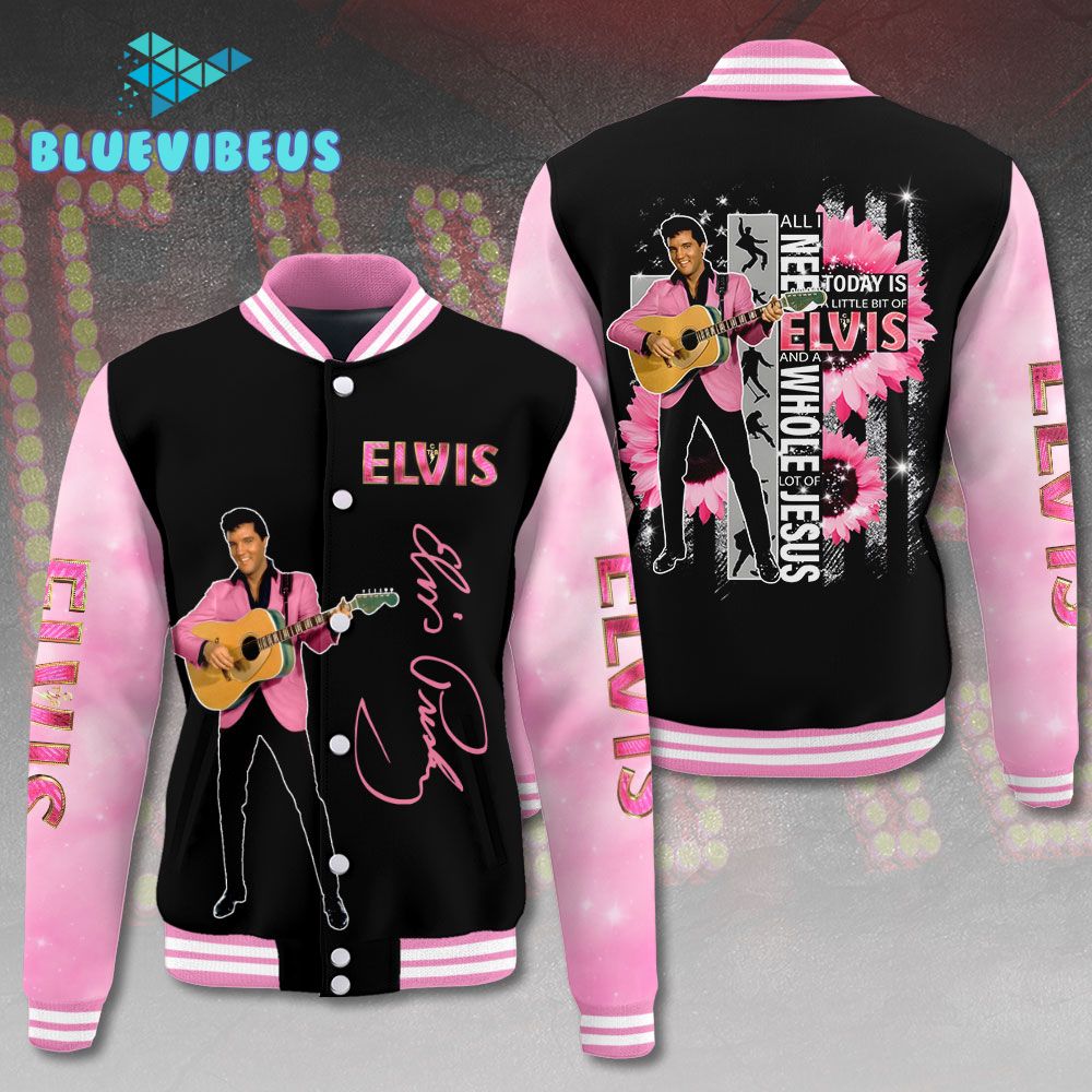 Elvis Presley Varsity 3D Pink Baseball Jacket