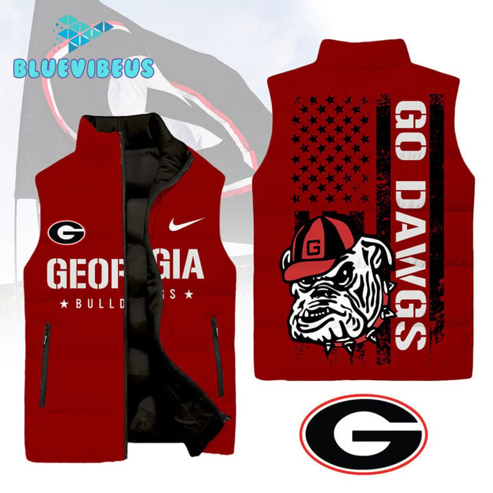 Georgia Bulldogs Football Sleeveless Puffer Down Red Vest