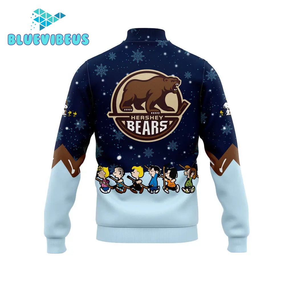 Hershey Bears Peanuts & Snoopy Night Dark Blue Baseball Jacket