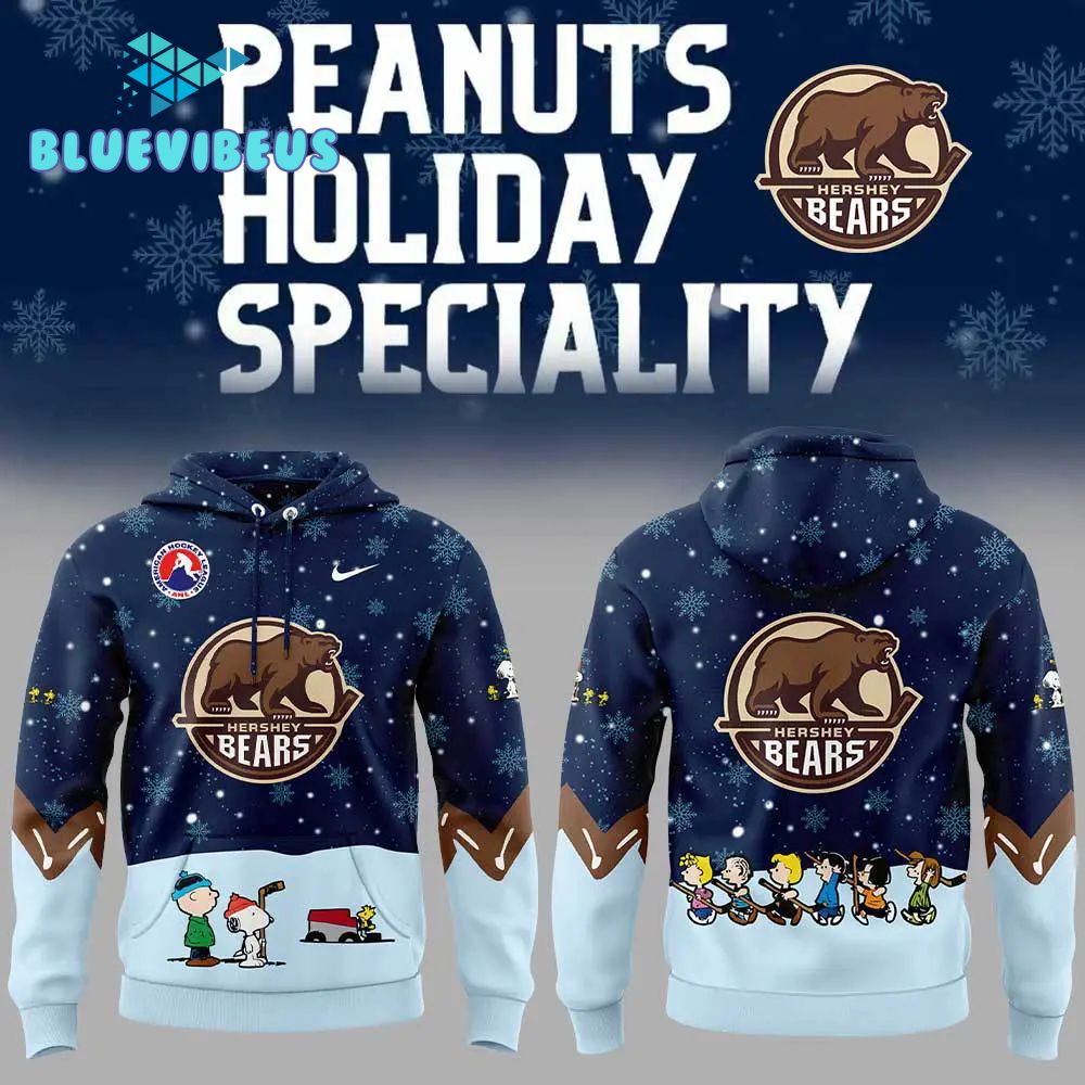 Hershey Bears Peanuts & Snoopy Night Dark Blue Hoodie, Pants, Cap