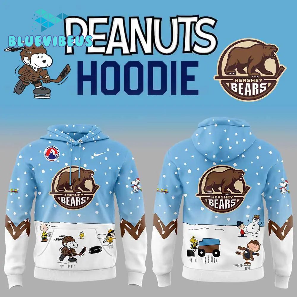 Hershey Bears Peanuts & Snoopy Night Dark Blue Hoodie, Pants, Cap