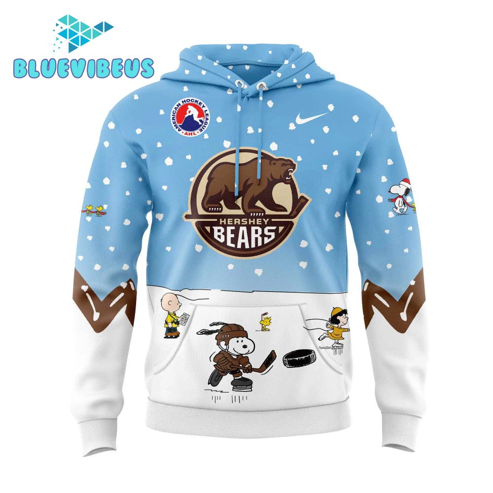 Hershey Bears Peanuts & Snoopy Night Light Blue Hoodie, Pants, Cap