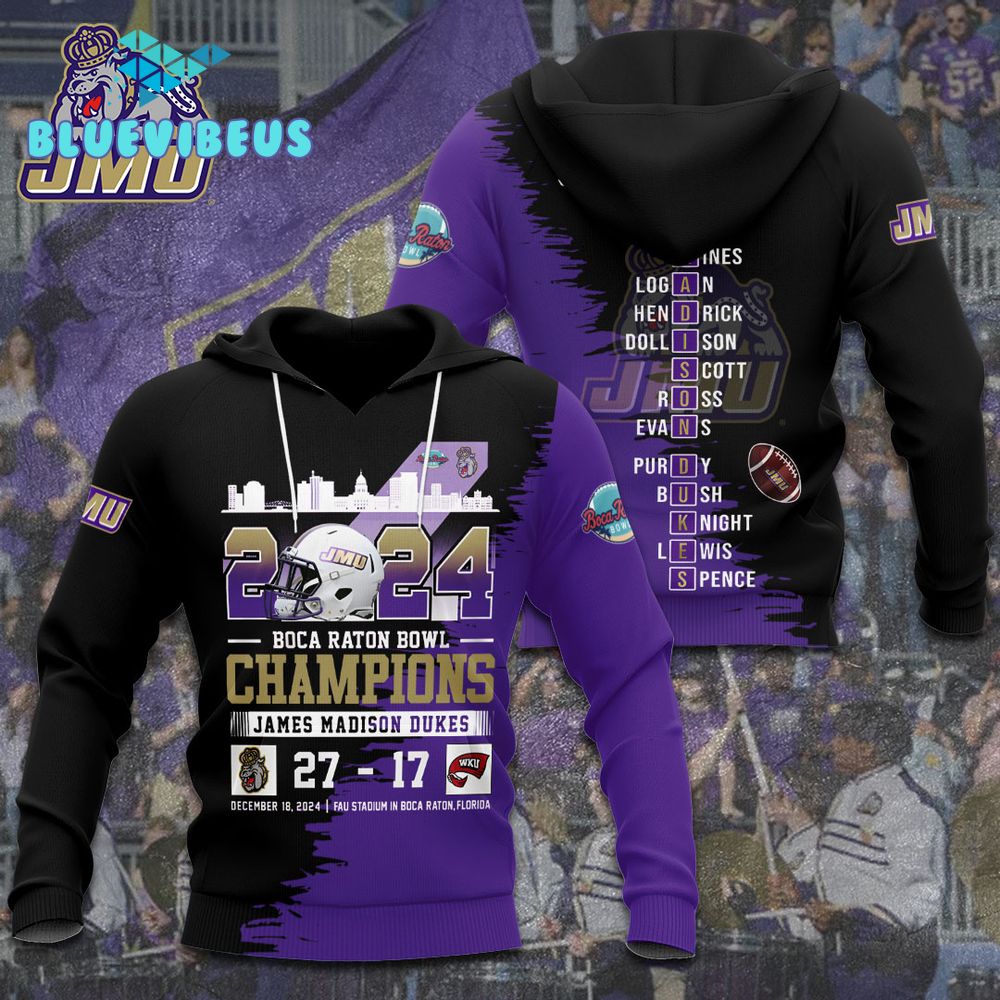 James Madison Dukes Football 3D Purple Hoodie