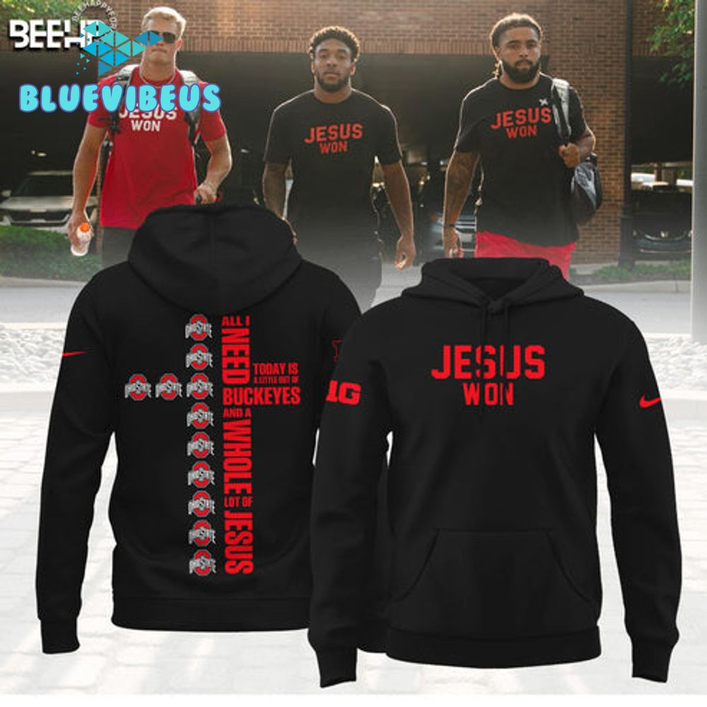 Jesus Won Ohio State Football Black Hoodie, Pants, Cap