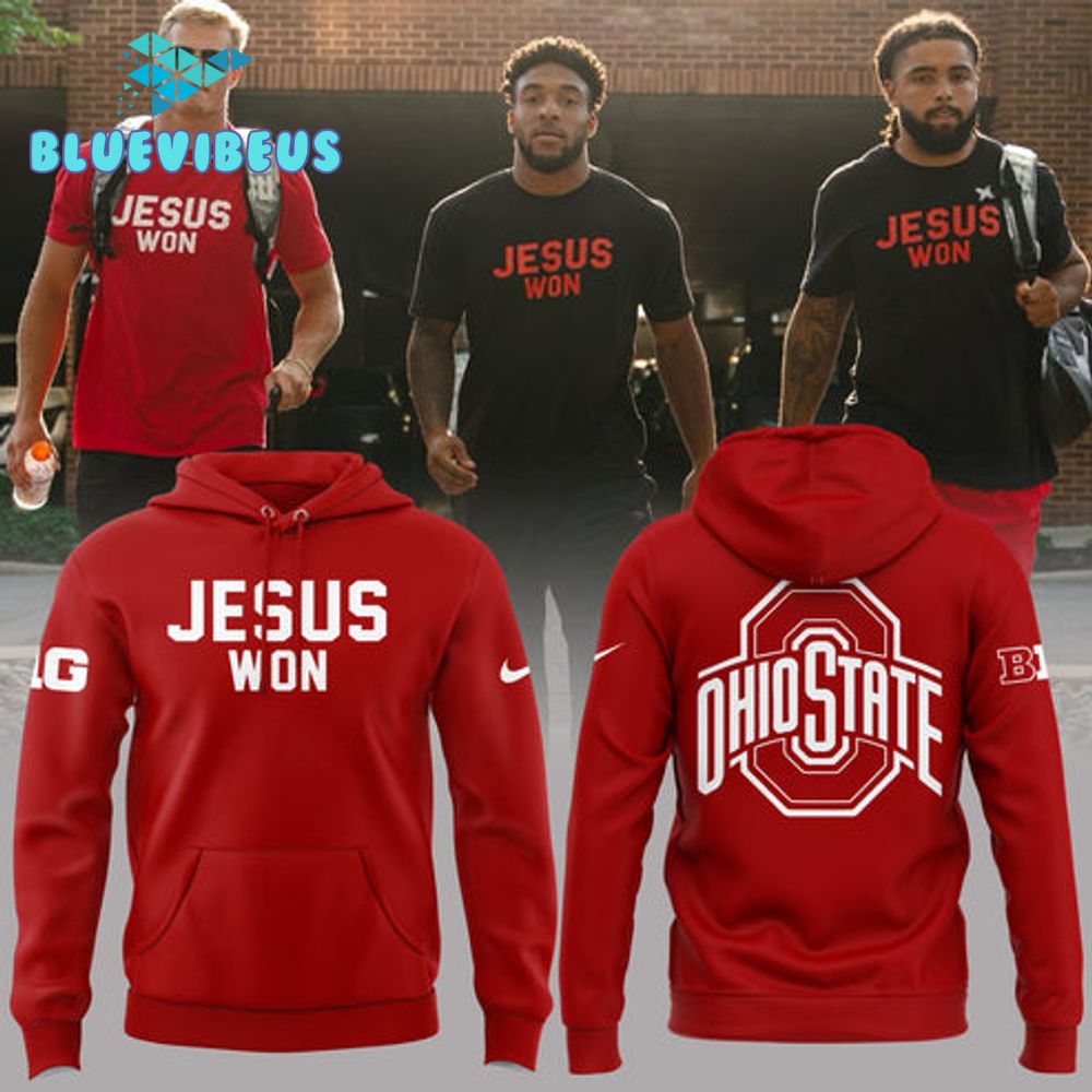 Jesus Won Ohio State Football Red Hoodie, Pants, Cap