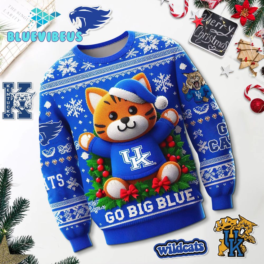 Kentucky Wildcats Go Big Blue Christmas Sweater