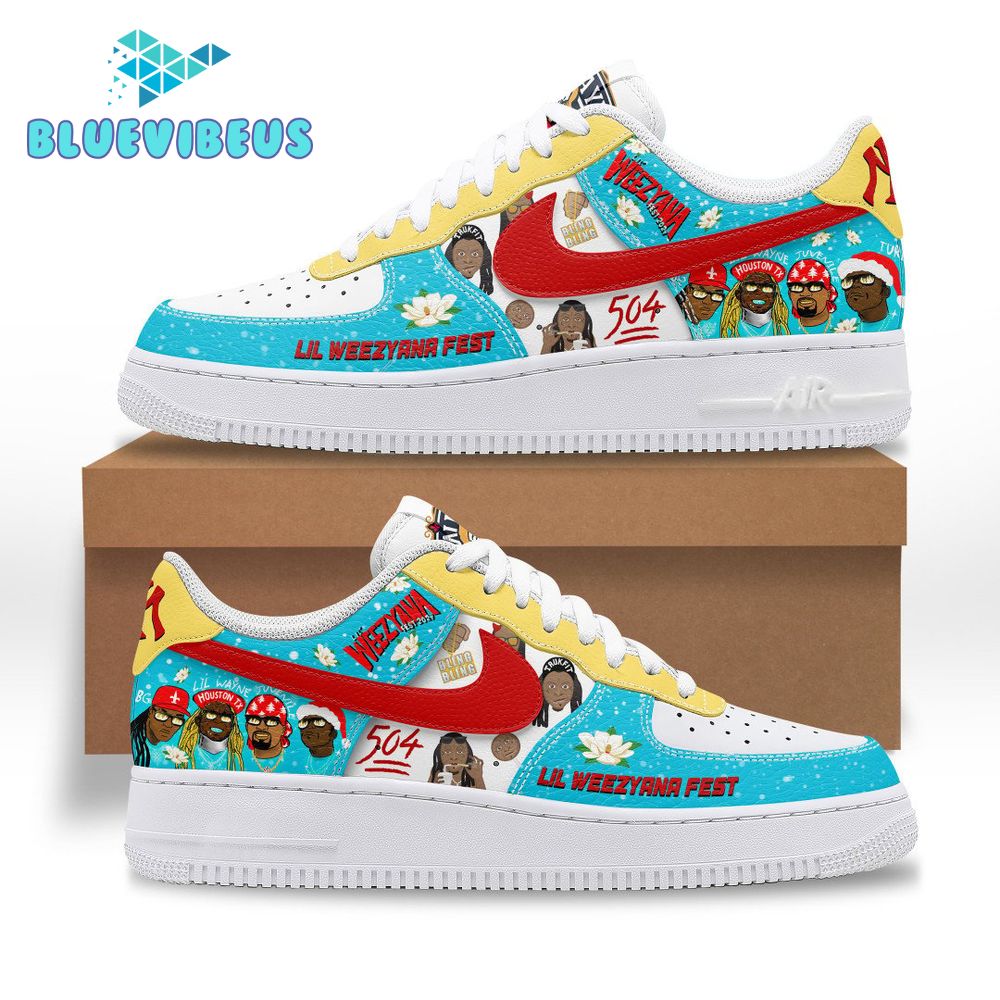 Lil Weezyana Fest Red Nike Air Force 1 Sneakers