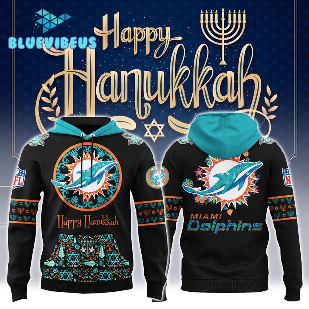 Miami Dolphins NFL Happy Hanukkah Holiday New Hoodie