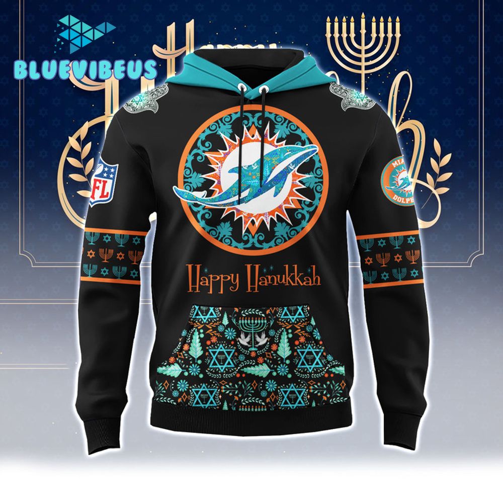 Miami Dolphins NFL Happy Hanukkah Holiday New Hoodie