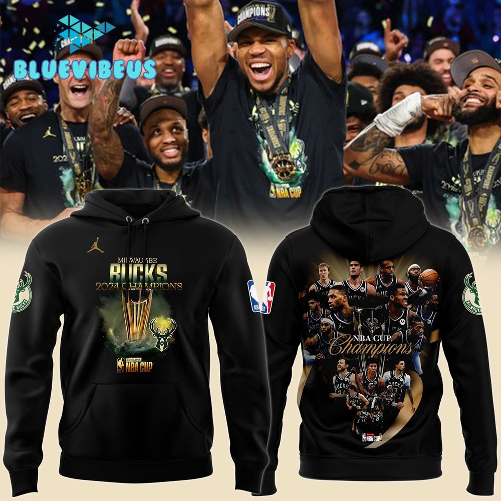 Milwaukee Bucks 2024 Emirates NBA Cup Champions Hoodie, Cap