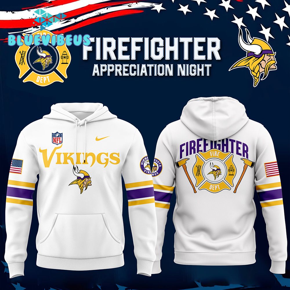 Minnesota Vikings 2024 Firefighter Appreciation Night White Hoodie