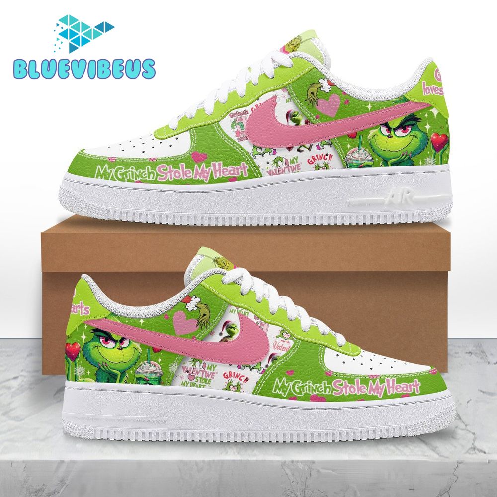 My Grinch Stole My Heart Pink Nike Air Force 1 Sneakers