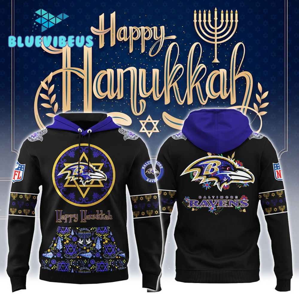 NFL Baltimore Ravens Happy Hanukkah Holiday Hoodie