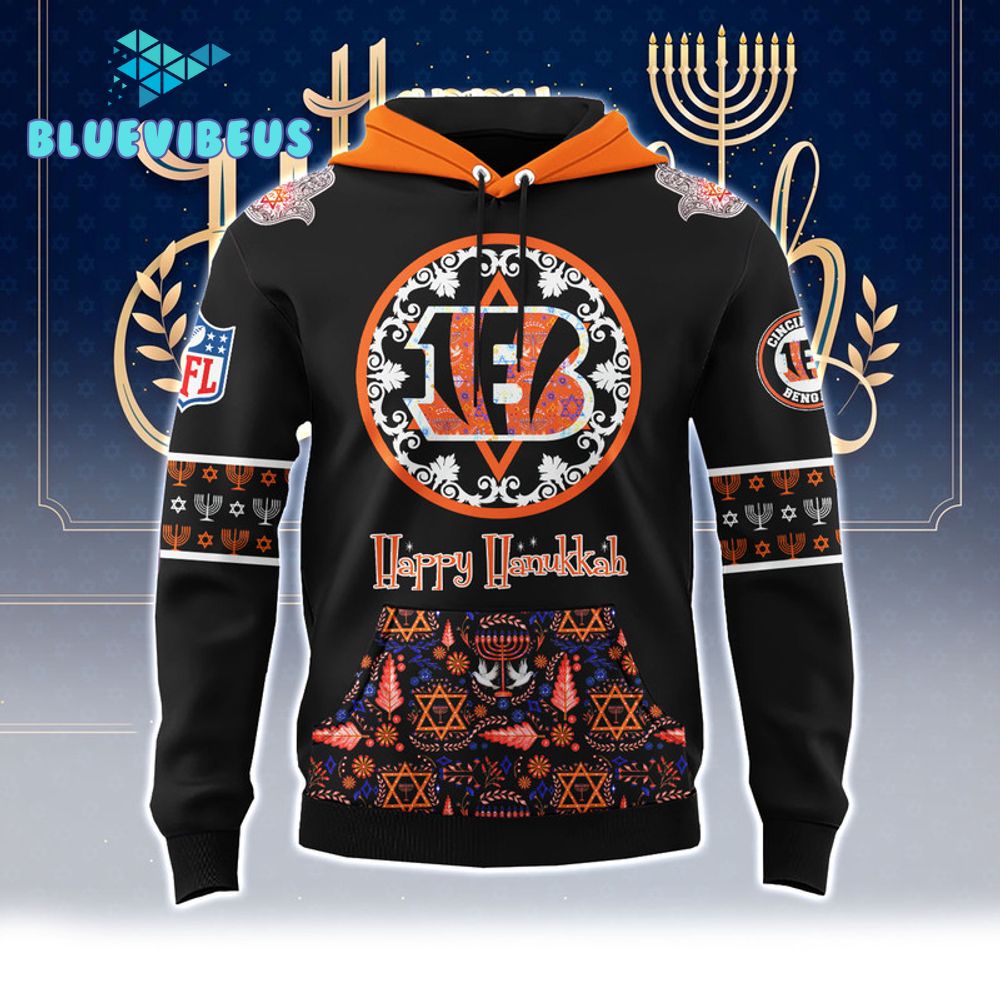 NFL Cincinnati Bengals Happy Hanukkah Holiday Hoodie