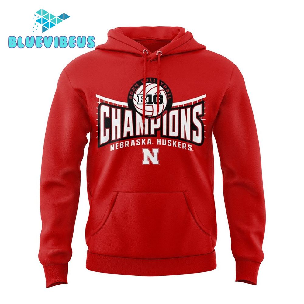 Nebraska Huskers Back-to-Back Big Ten Women’s Volleyball Champions Red Hoodie, Pants, Cap