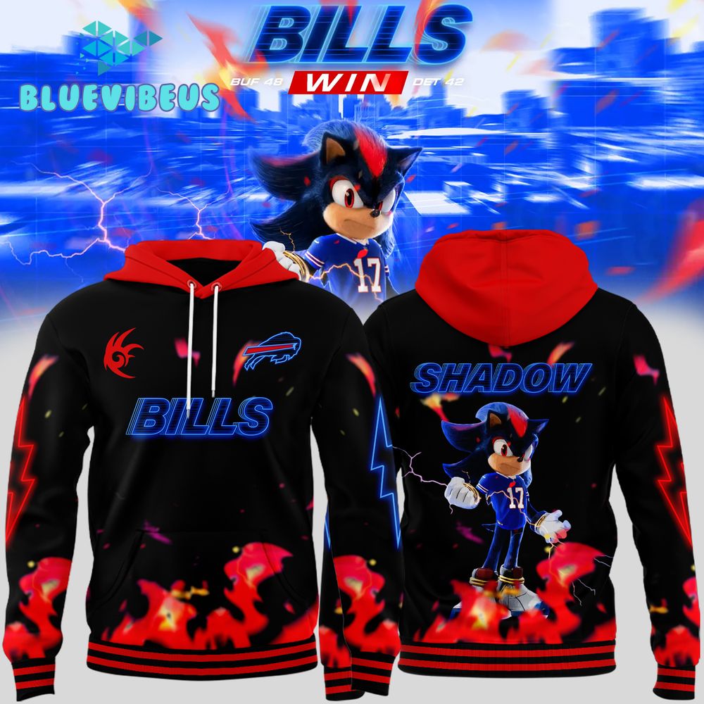 New Buffalo Bills x Sonic 3 Shadow The Hedgehog Fire Hoodie