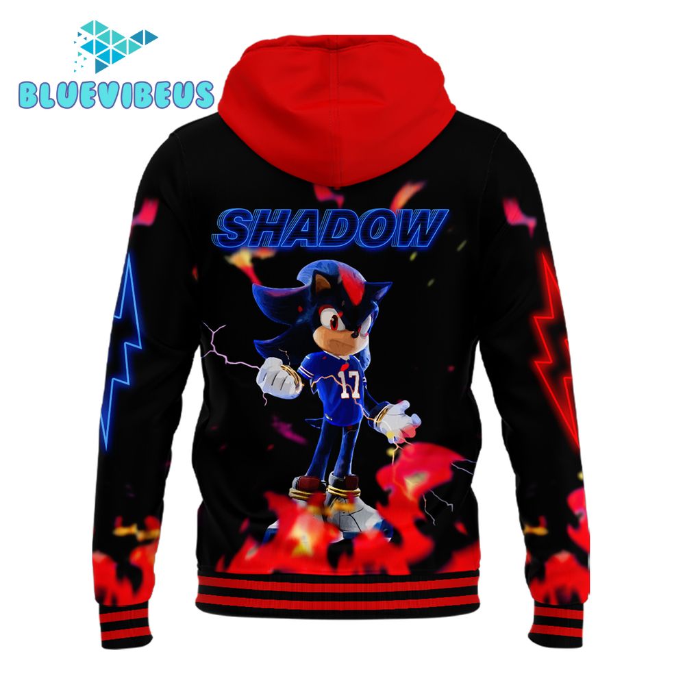 New Buffalo Bills x Sonic 3 Shadow The Hedgehog Fire Hoodie