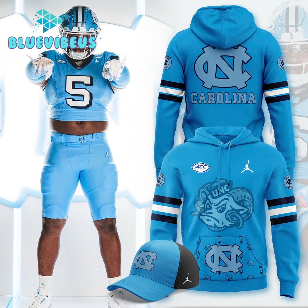 North Carolina Tar Heels Football 2024 Blue Hoodie, Cap