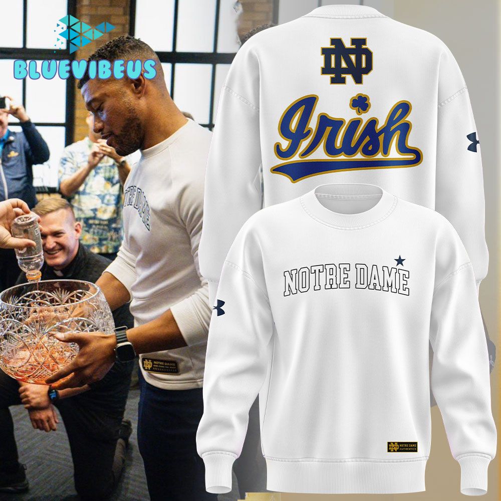 Notre Dame Football Coach Marcus Freeman White Sweatshirt