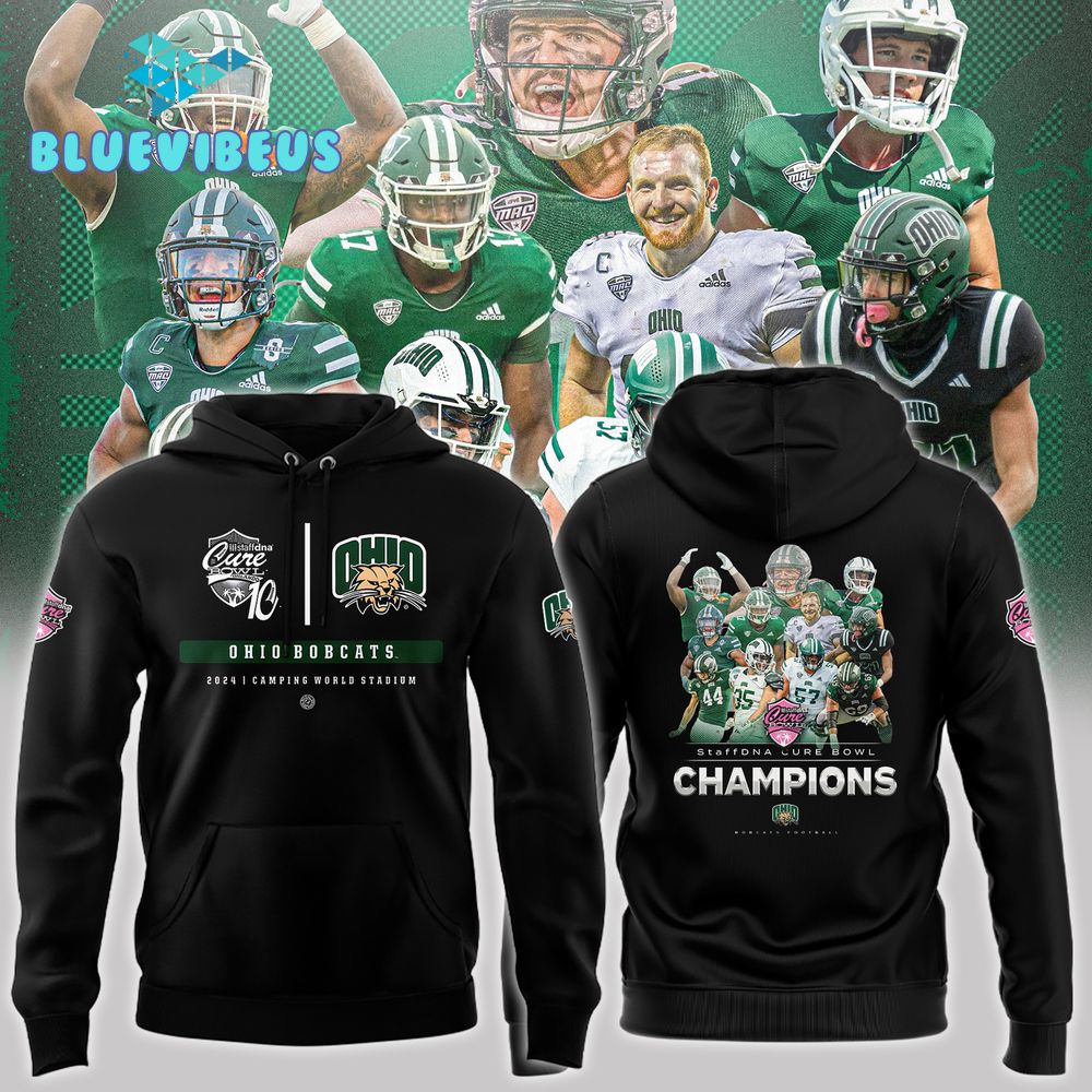 Ohio Bobcats 2024 Cure Bowl Champions Black Hoodie