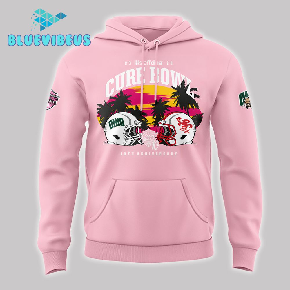 Ohio Bobcats 2024 Cure Bowl Champions Special Pink Hoodie