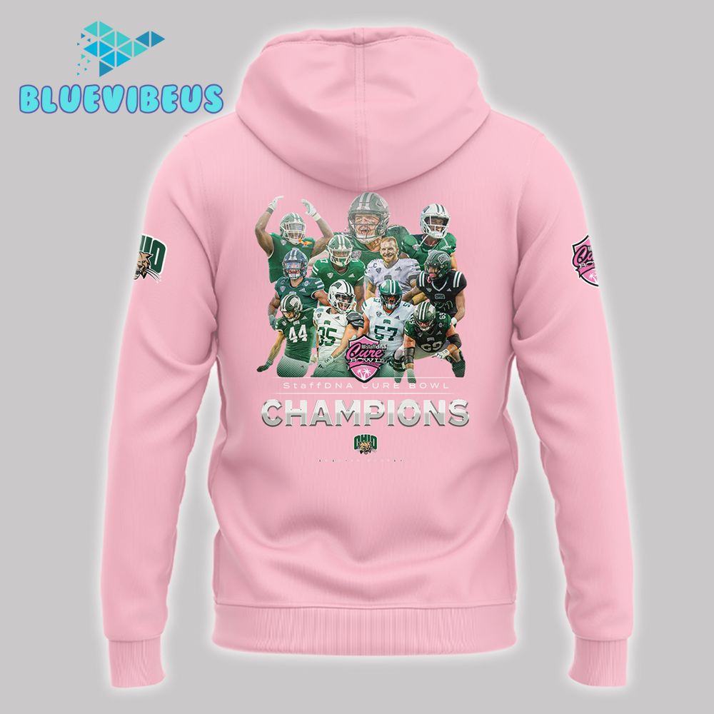 Ohio Bobcats 2024 Cure Bowl Champions Special Pink Hoodie