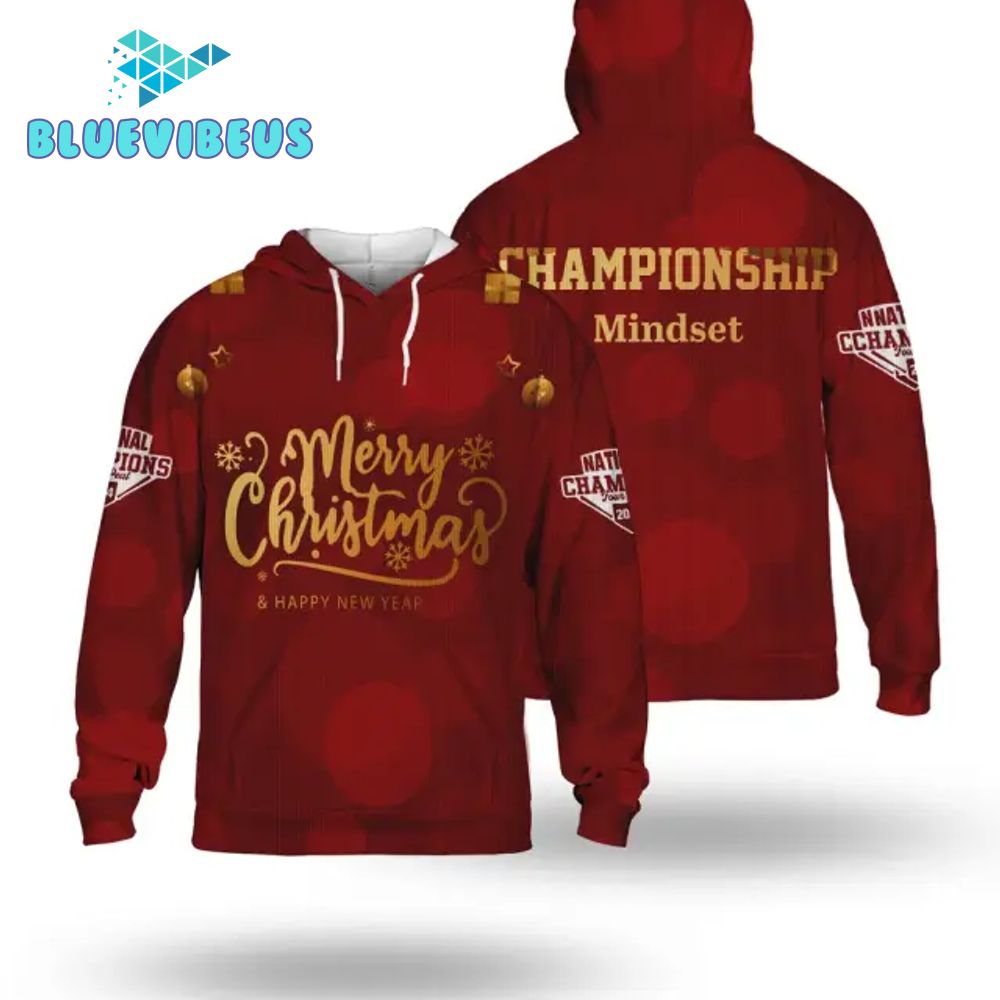 Oklahoma Softball Merry Christmas National Champions Four Peat Red Hoodie