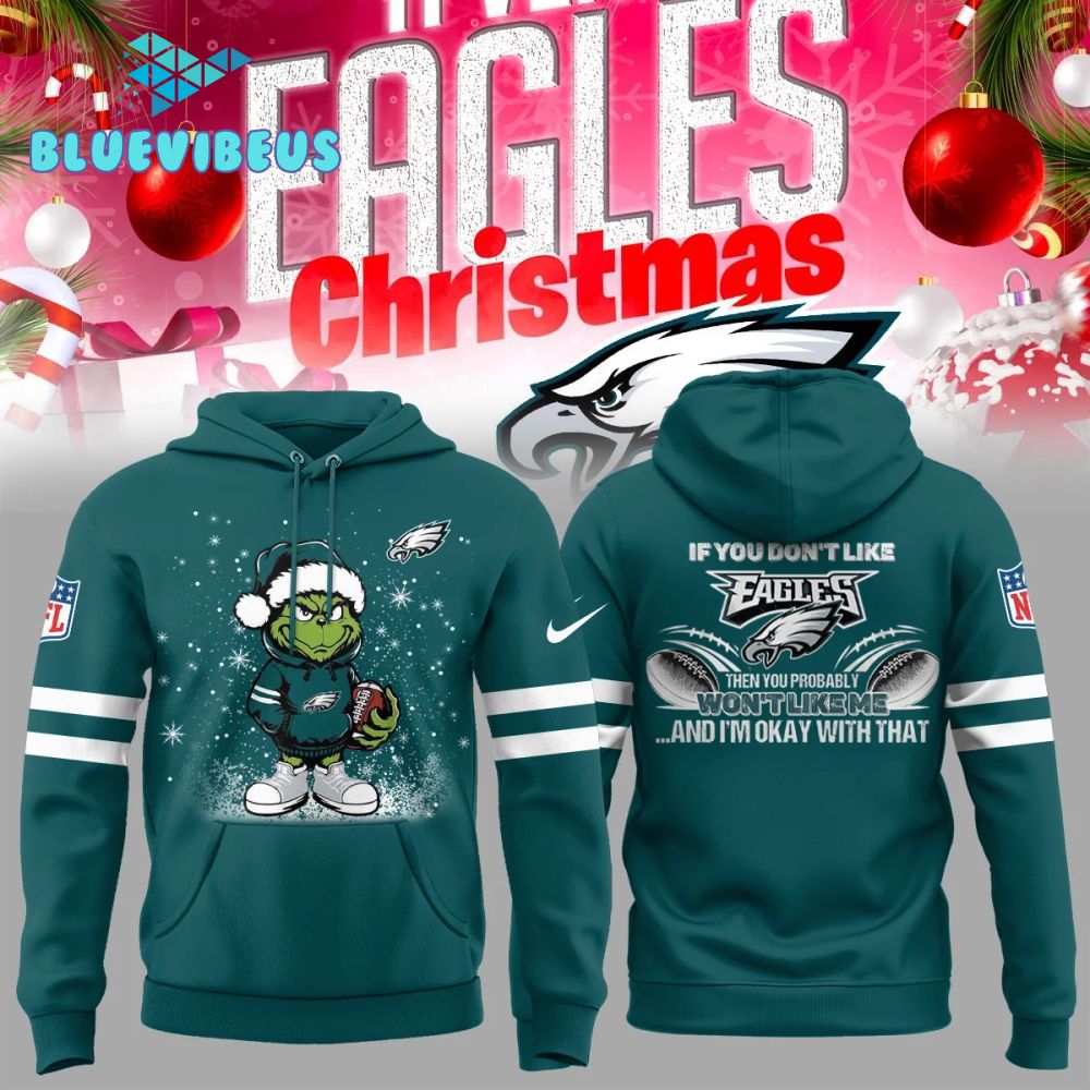 Philadelphia Eagles Christmas Grinch 2024 Green Hoodie