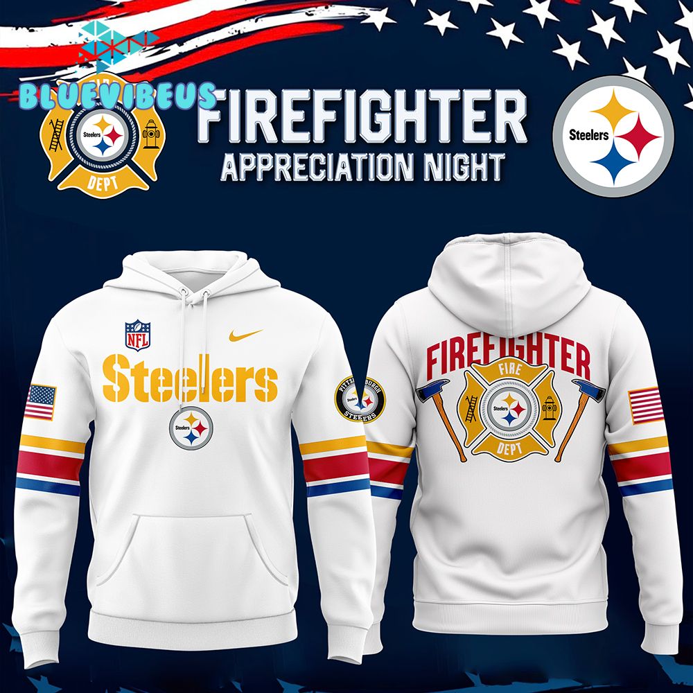 Pittsburgh Steelers 2024 Firefighter Appreciation Night White Hoodie