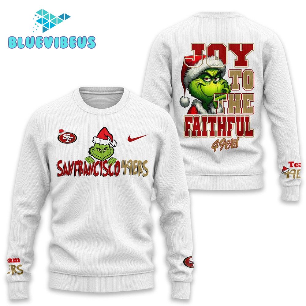 San Francisco 49ers Grinch White Sweatshirt