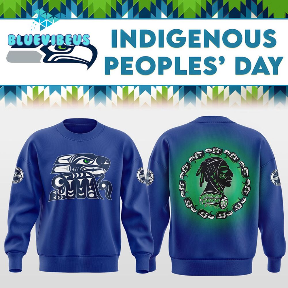 Seattle Seahawks 2024 Indigenous Peoples Day Blue Sweatshirt