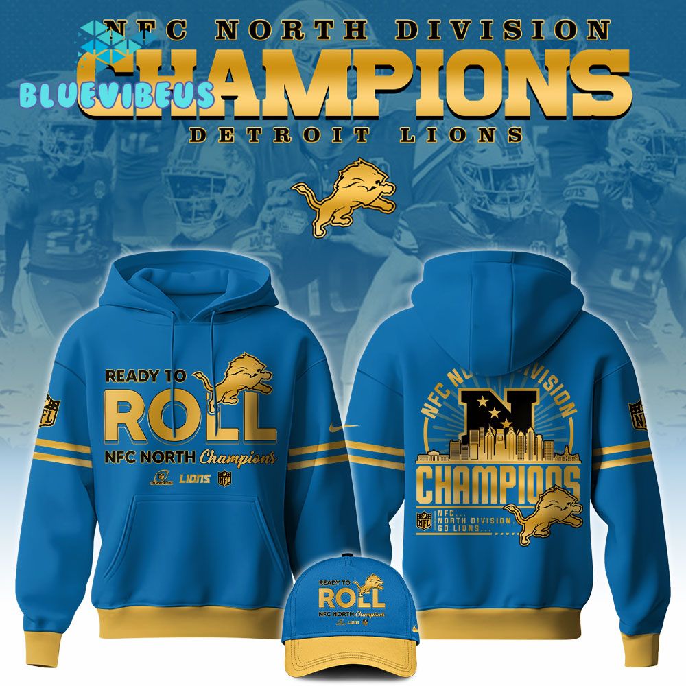 Detroit Lions NFC North Division Champions 2025 Black Hoodie Set