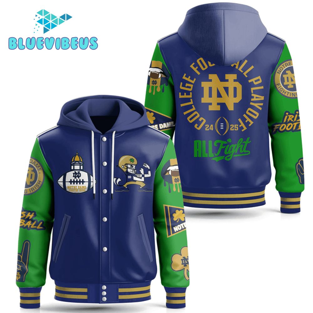 Notre Dame Football Sugar Bowl CFP 2025 Hooded Baseball Jacket