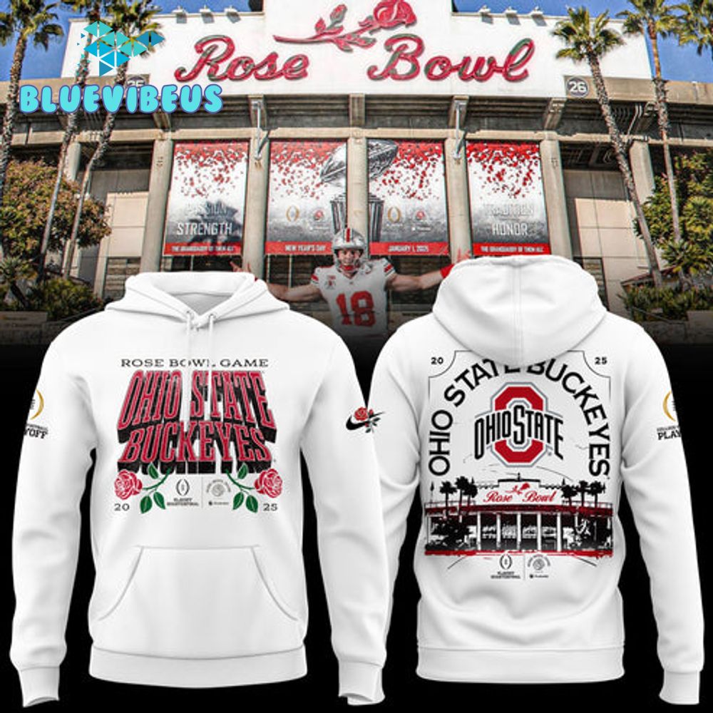 Ohio State Buckeyes Rose Bowl Game 2025 Gray Zip Hoodie